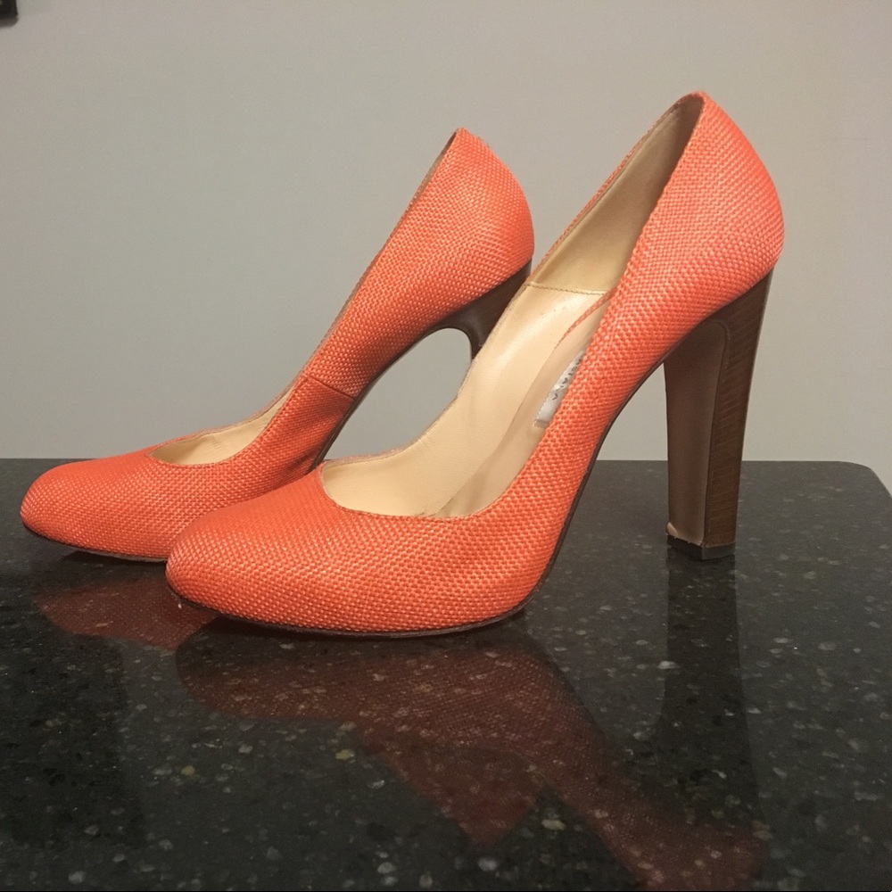 Bionda Castana orange raffia heels