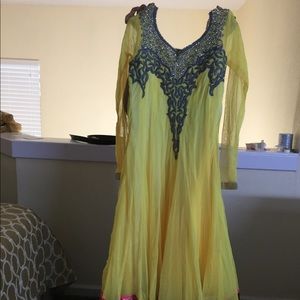 Yellow and Pink Churidar Indian outfit!