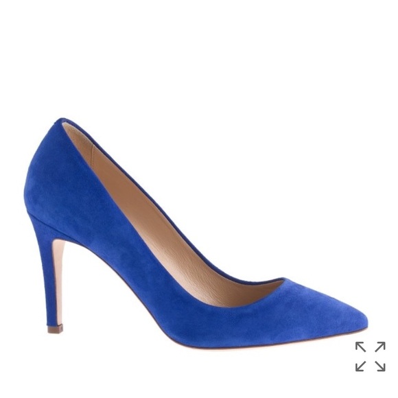 Blue suede pointed toe pumps (J Crew size 7.5) - Picture 1 of 7