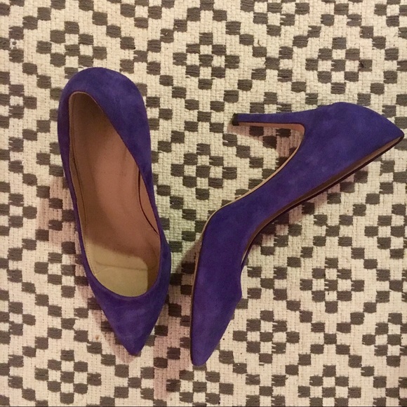 Blue suede pointed toe pumps (J Crew size 7.5) - Picture 4 of 7