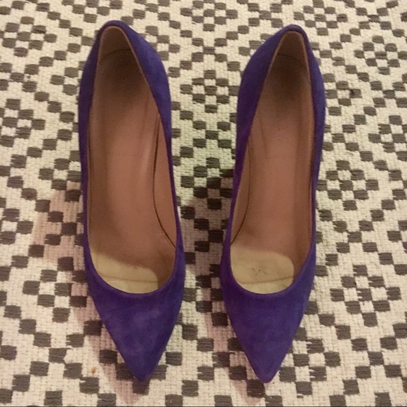 Blue suede pointed toe pumps (J Crew size 7.5) - Picture 5 of 7