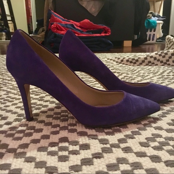 Blue suede pointed toe pumps (J Crew size 7.5) - Picture 6 of 7