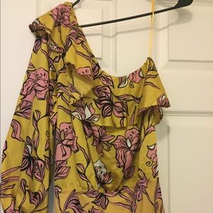 Zara one shoulder floral printed body suit.