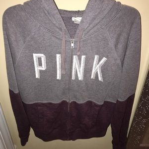 Victoria’s Secret PINK Burgundy & Gray Zip Hoodie