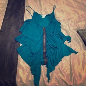 Spaghetti strap tank with ruffle layers