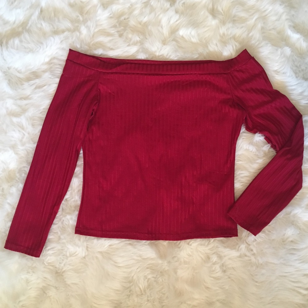 Ribbed off shoulder top