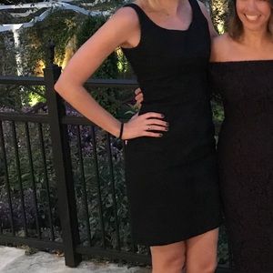 Elie Tahari navy and black lace cocktail dress