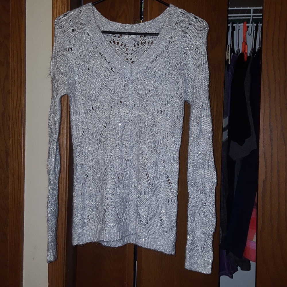 Silver/Grey See Through Pattern Sweater, Studio Y