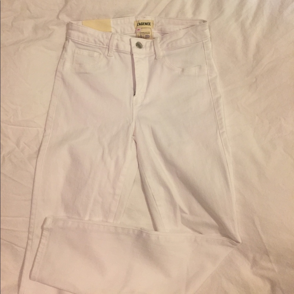 bnwt l'agence white denim skinny pants