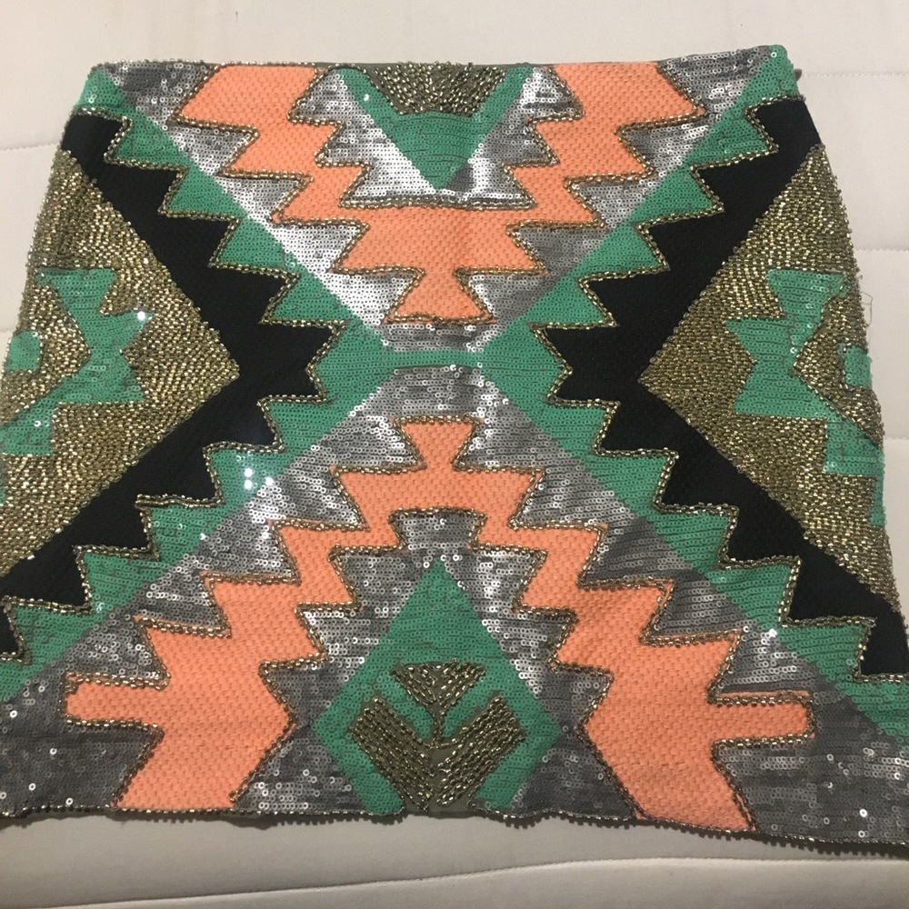 All over beaded mini skirt