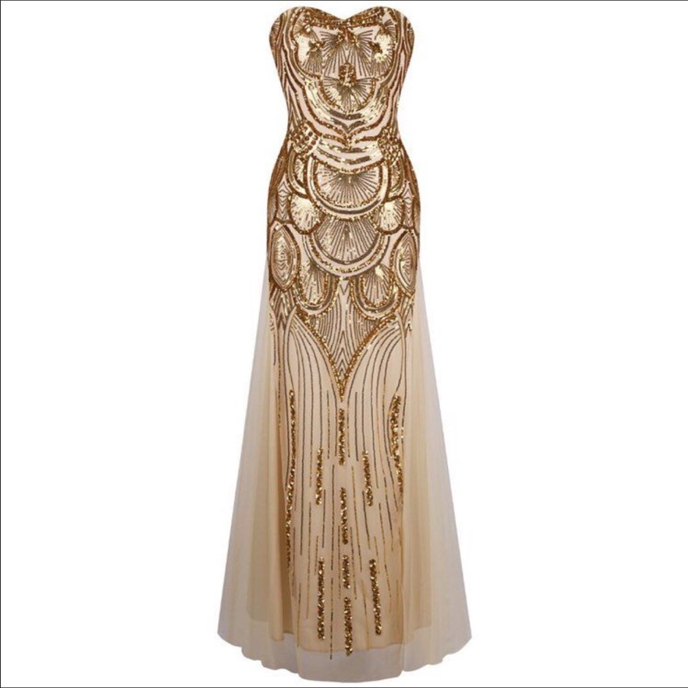 Gown dress cream and gold