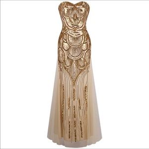 Gown dress cream and gold