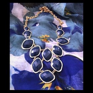 Navy blue and gold statement necklace