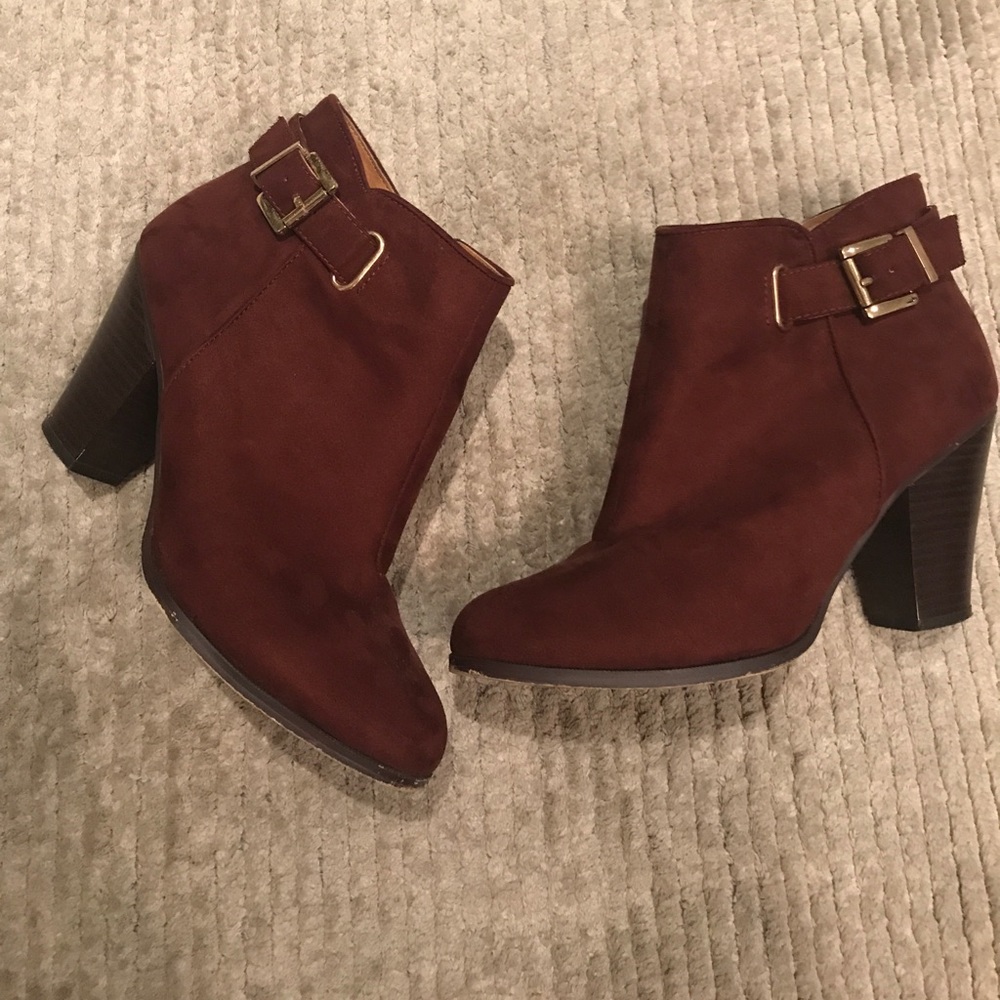 Burgundy Heeled Ankle Boots