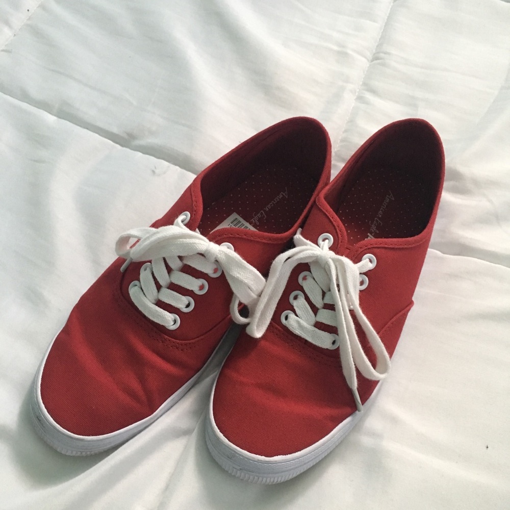 Red and White Tennis Shoes