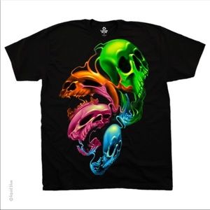 Liquid Blue Neon Skull T-Shirt (M)