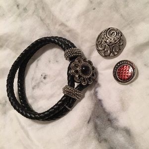 Black leather bracelet
