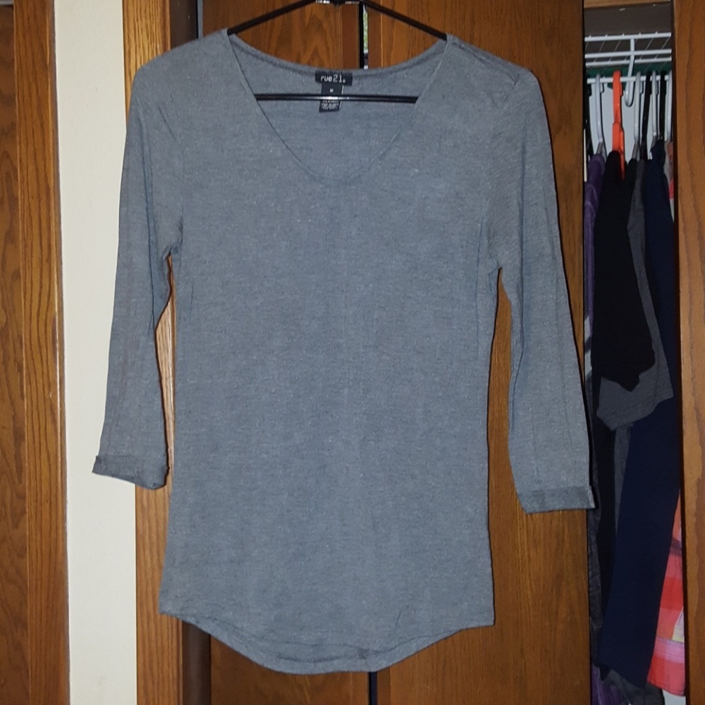 Womens grey 3/4 sleeve shirt by Rue21