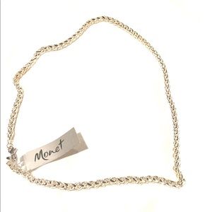 Vintage Monet Shiny Silver Chain Link Necklace NWT#monet