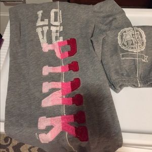 Grey and Pink Victoria Secret Sweat Pants Large