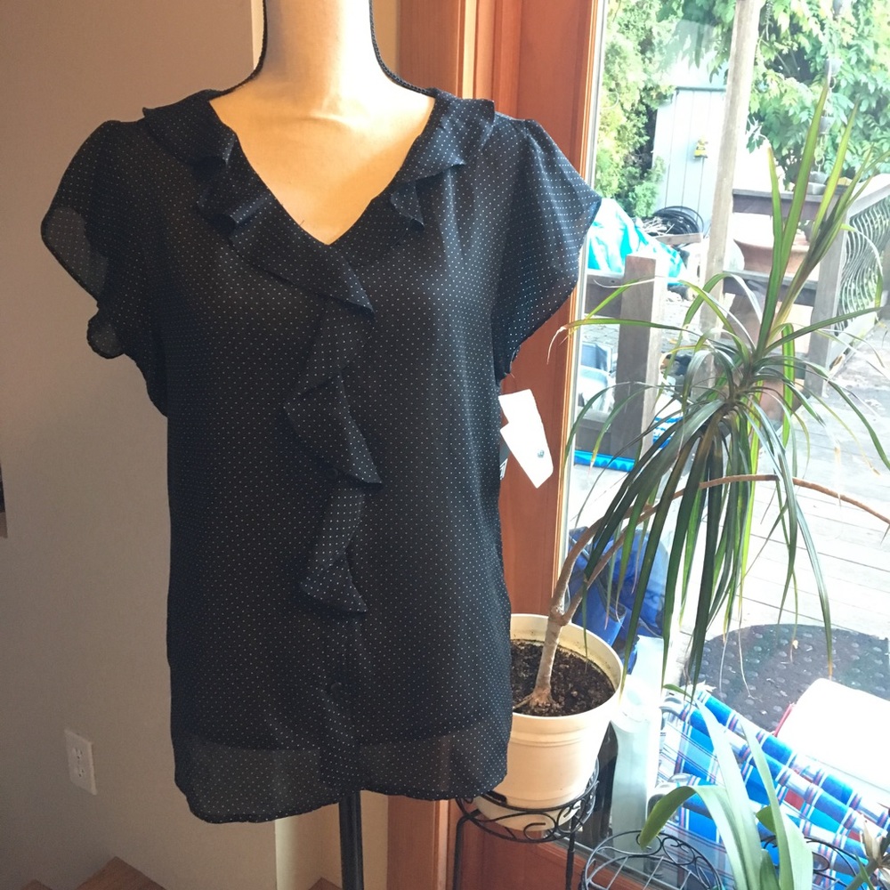 Pretty Liz Claiborne sheer blouse, L, new w tags