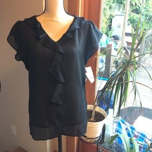 Pretty Liz Claiborne sheer blouse, L, new w tags