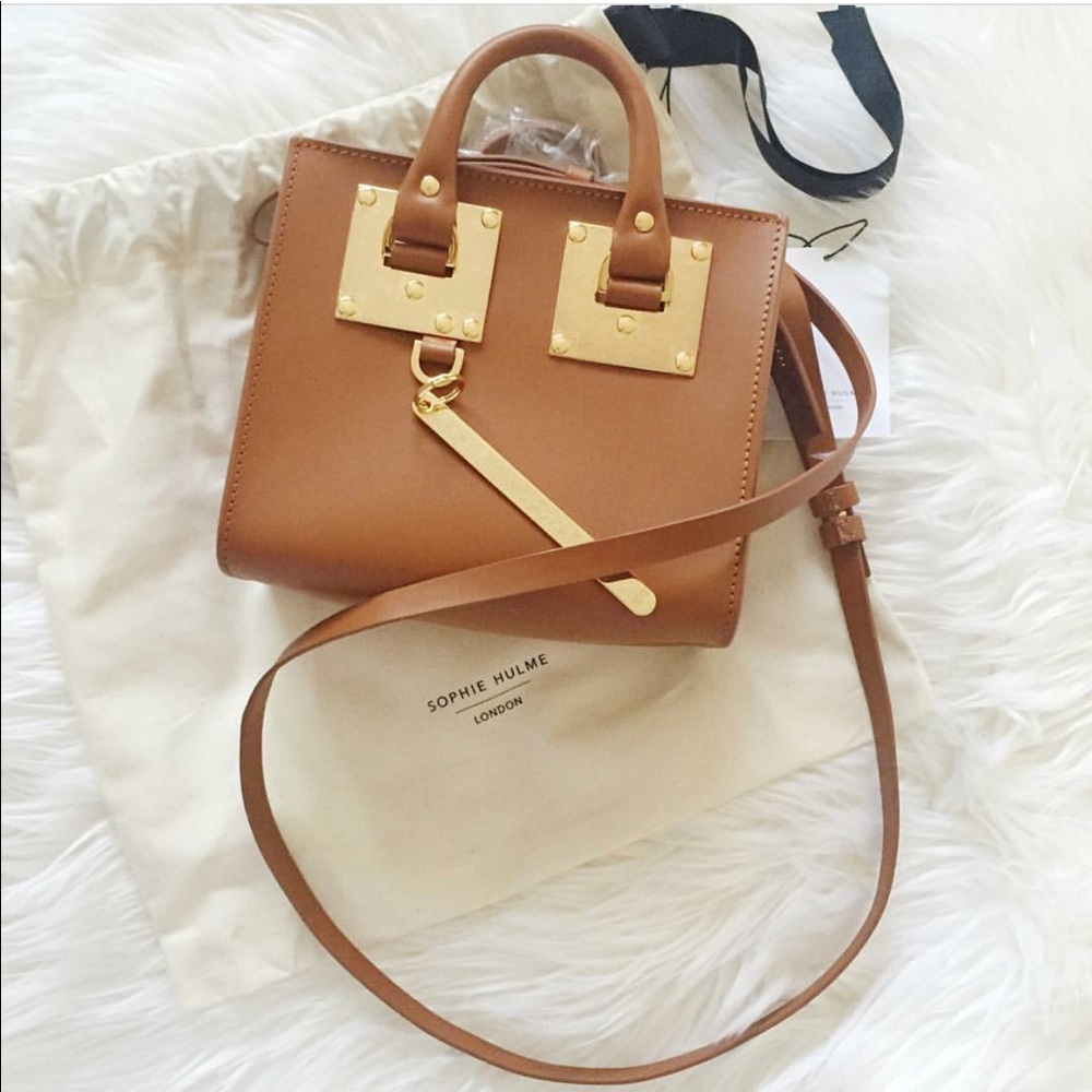 Sophie Hulme Box Tote Albion Bag In Saddle Tan - Picture 1 of 8