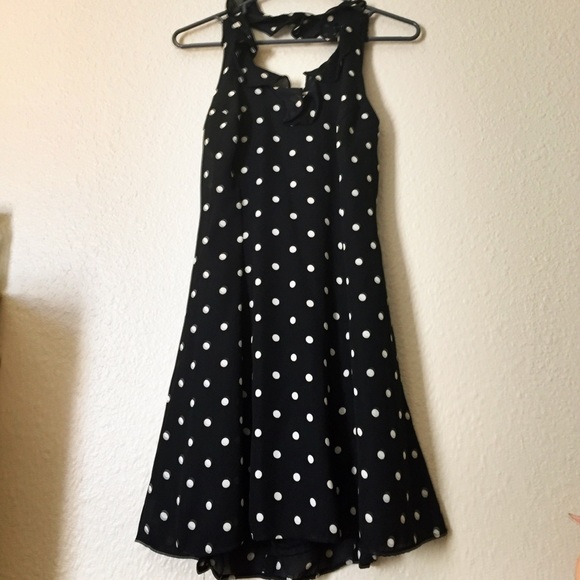 Vintage black & white polkadot halter dress sz 3 - Picture 2 of 7