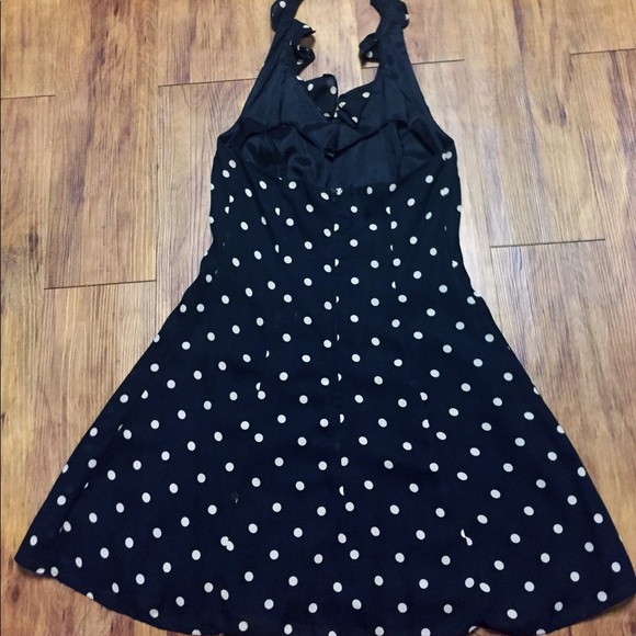 Vintage black & white polkadot halter dress sz 3 - Picture 3 of 7