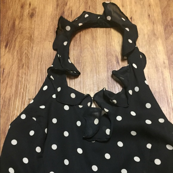 Vintage black & white polkadot halter dress sz 3 - Picture 5 of 7