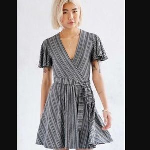 Kimchi striped flutter sleeve dress