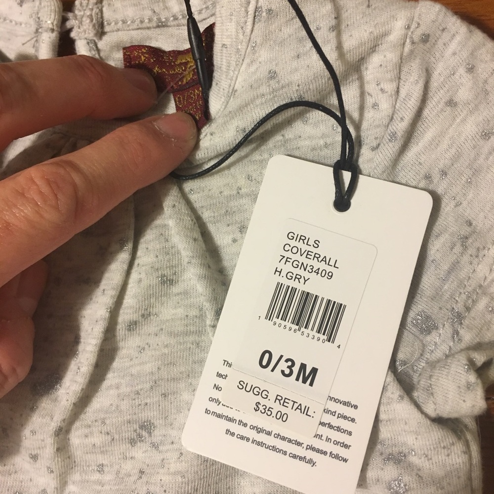 NWT! 7 For All Mankind Gray Baby Coverall, 0-3 Mth - Picture 2 of 5