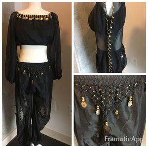 Black/ Gold Belly Dancer Halloween Costume
