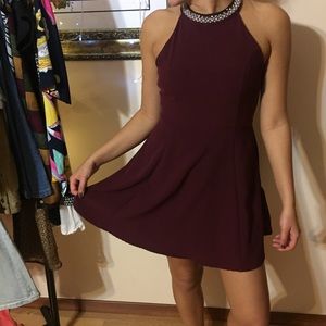 Gorgeous turtle neck pearl bedazzled flowy dress