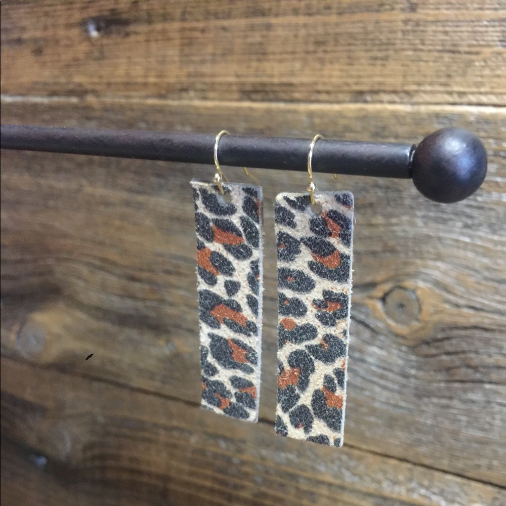 Handmade Leopard Leather Earrings