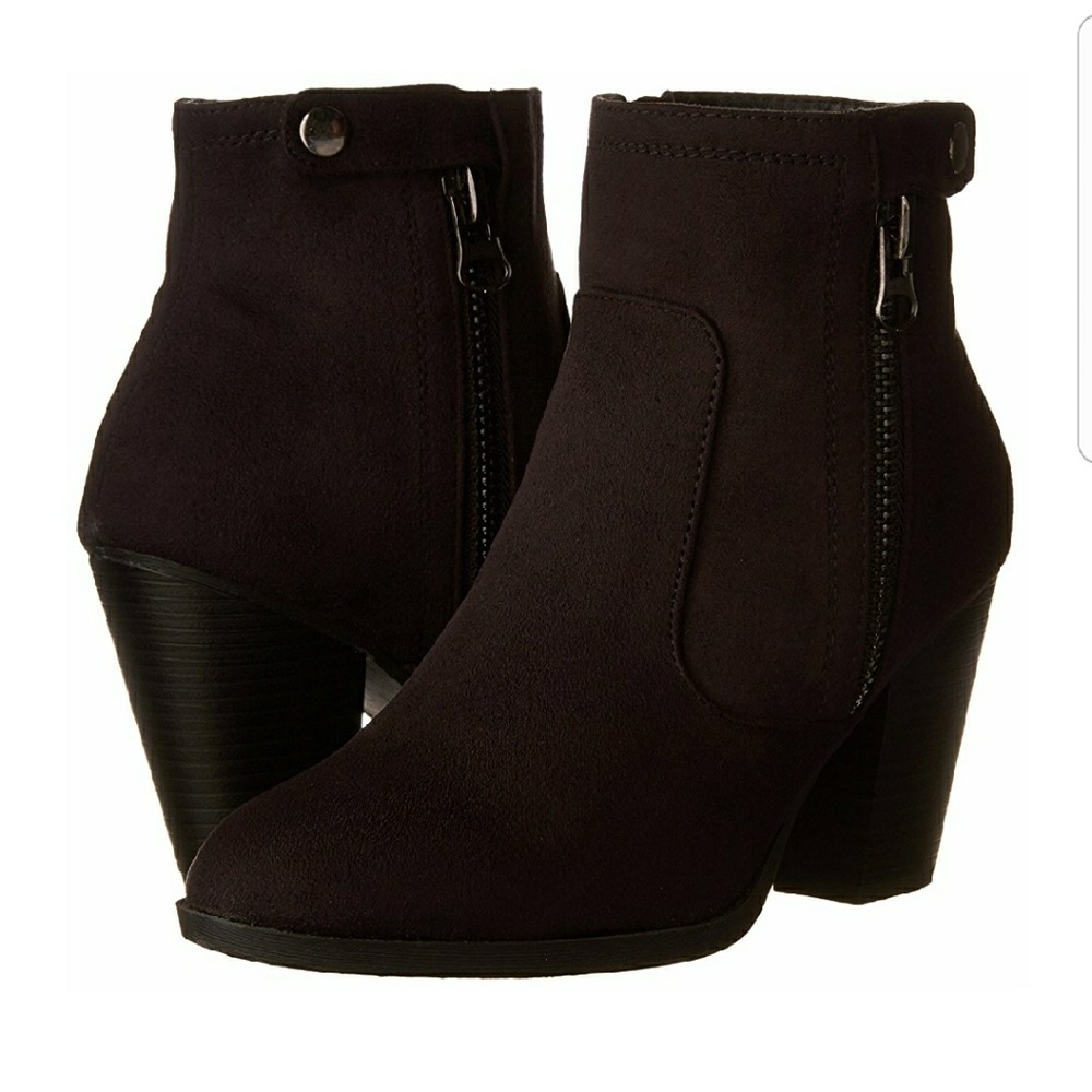 Black Faux Suede Ankle Booties