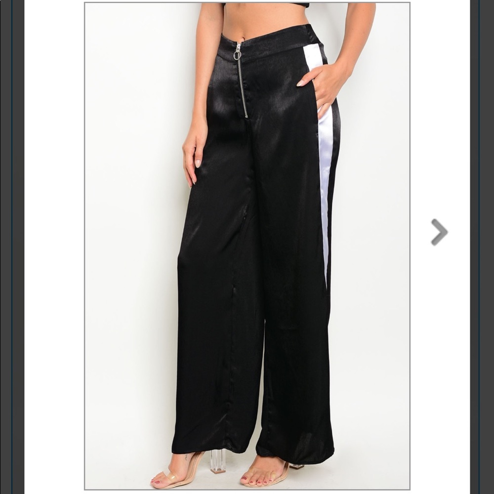 5 ⭐️ rated🚨Black sexy silk Track Pants