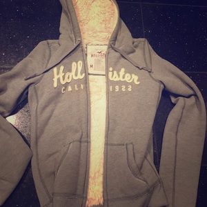 Hollister Gray Faux Fur Hoodie