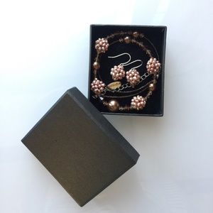 Pearl and beaded necklace and earring set