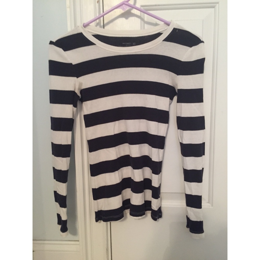 Navy and white striped long sleeve