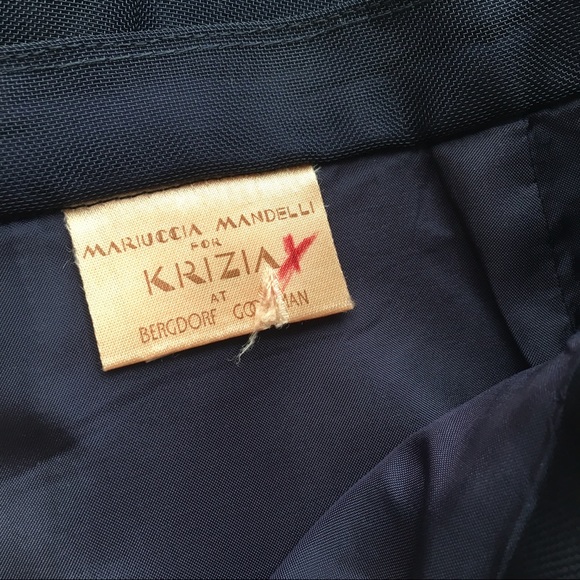 ✨5 FOR $25✨  Maruccia Mandelli for Krizia Navy Mesh PencilSkirt - Picture 6 of 8
