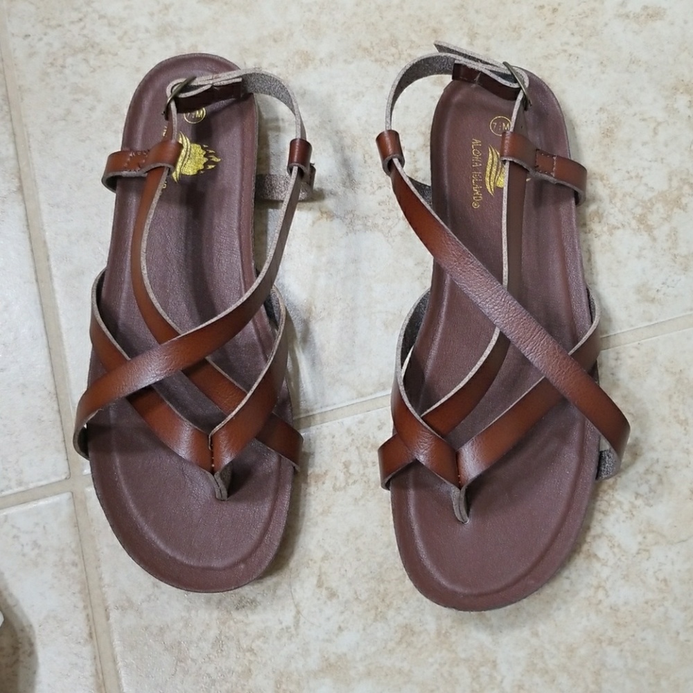 Aloha island Brown strappy sandals
