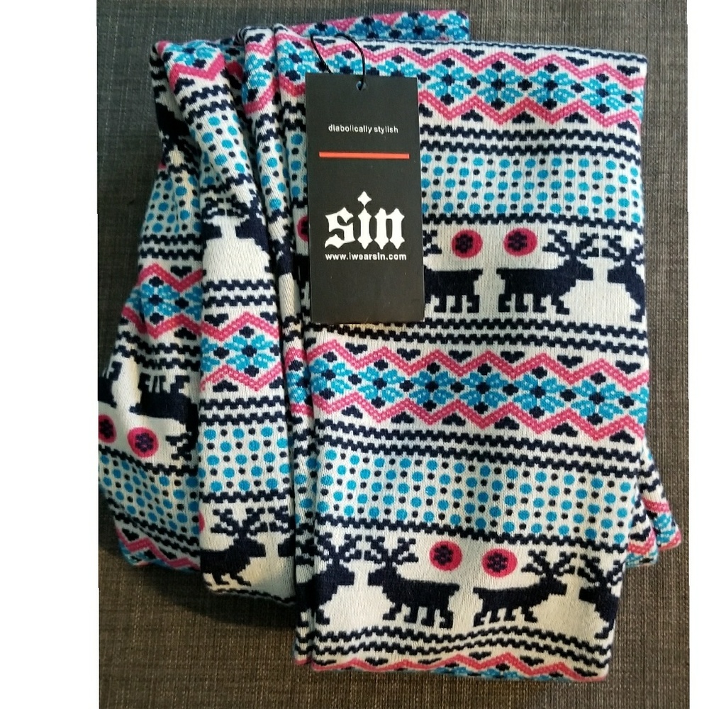 NWT - Christmas Reindeer fleece lined leggings