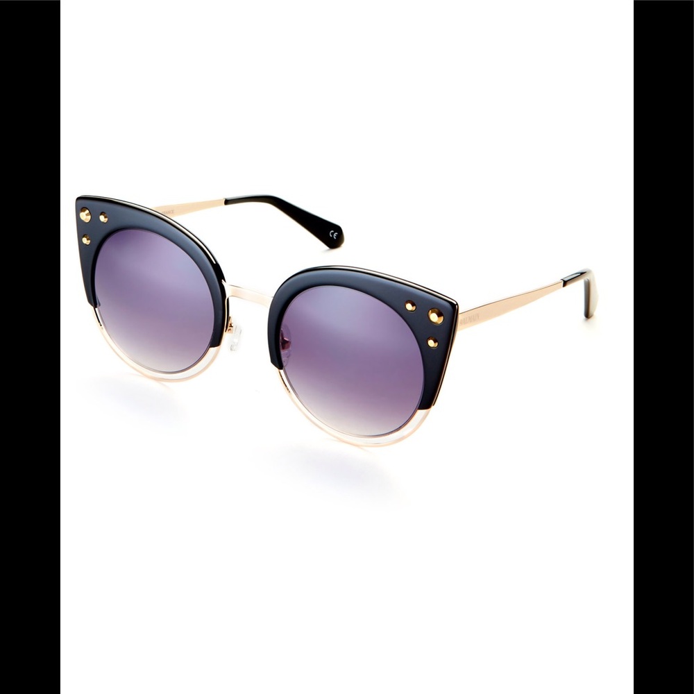Pierre Balmain Black & Gold Cat Eye Sunglasses NWC - Picture 2 of 6