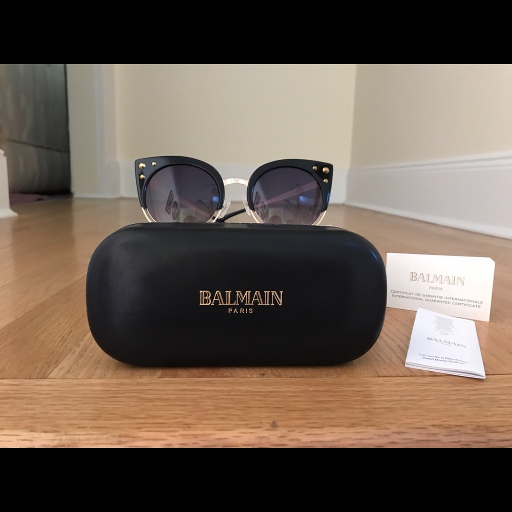 Pierre Balmain Black & Gold Cat Eye Sunglasses NWC - Picture 3 of 6
