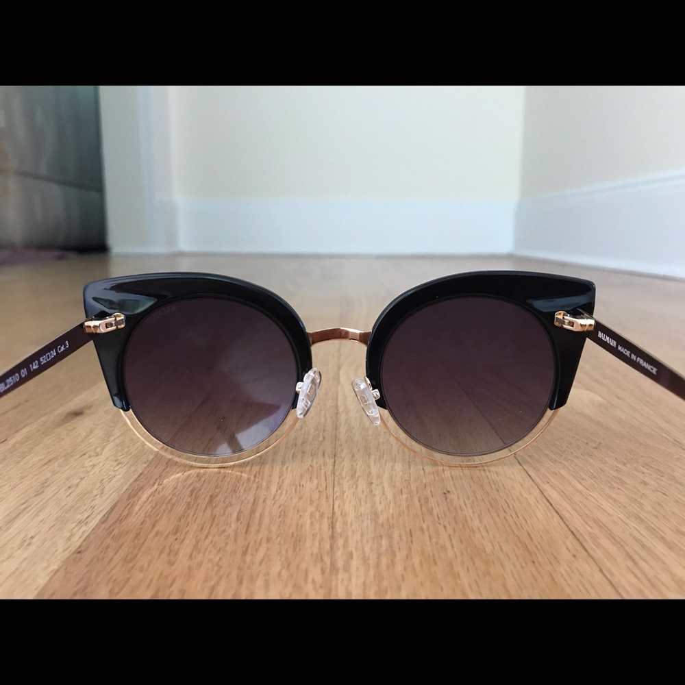 Pierre Balmain Black & Gold Cat Eye Sunglasses NWC - Picture 4 of 6