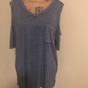 Seven7 open shoulder cotton shirt