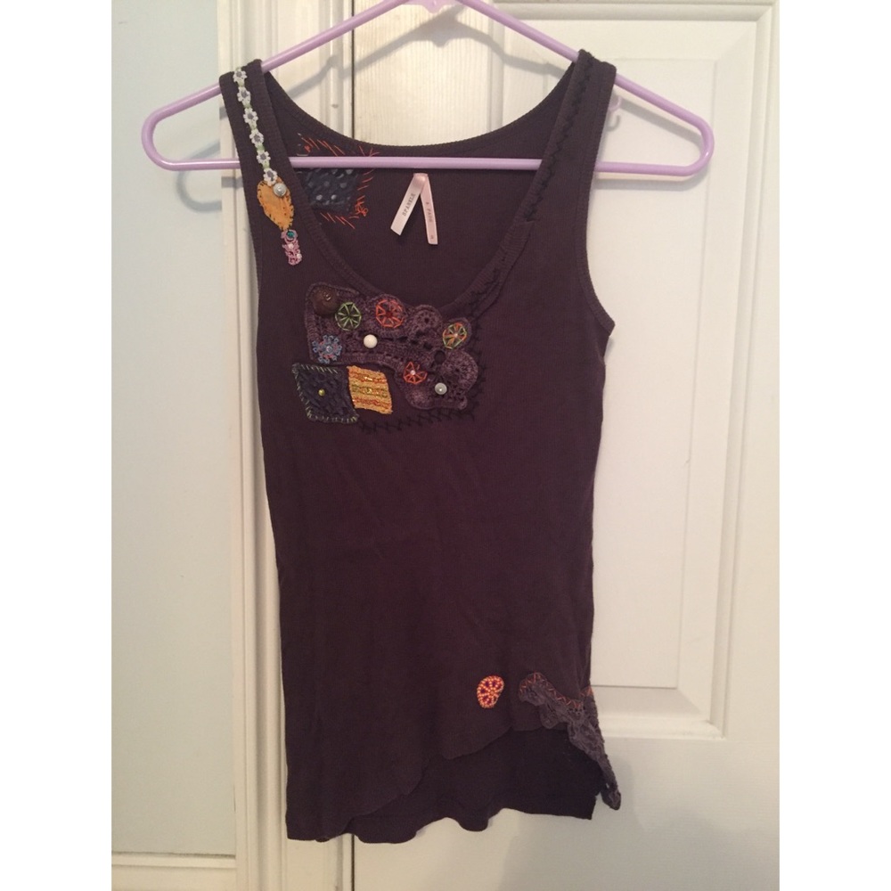 Purple embroidered tank top from Urban Outfitters
