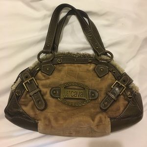 Just Cavalli leather and fur handbag
