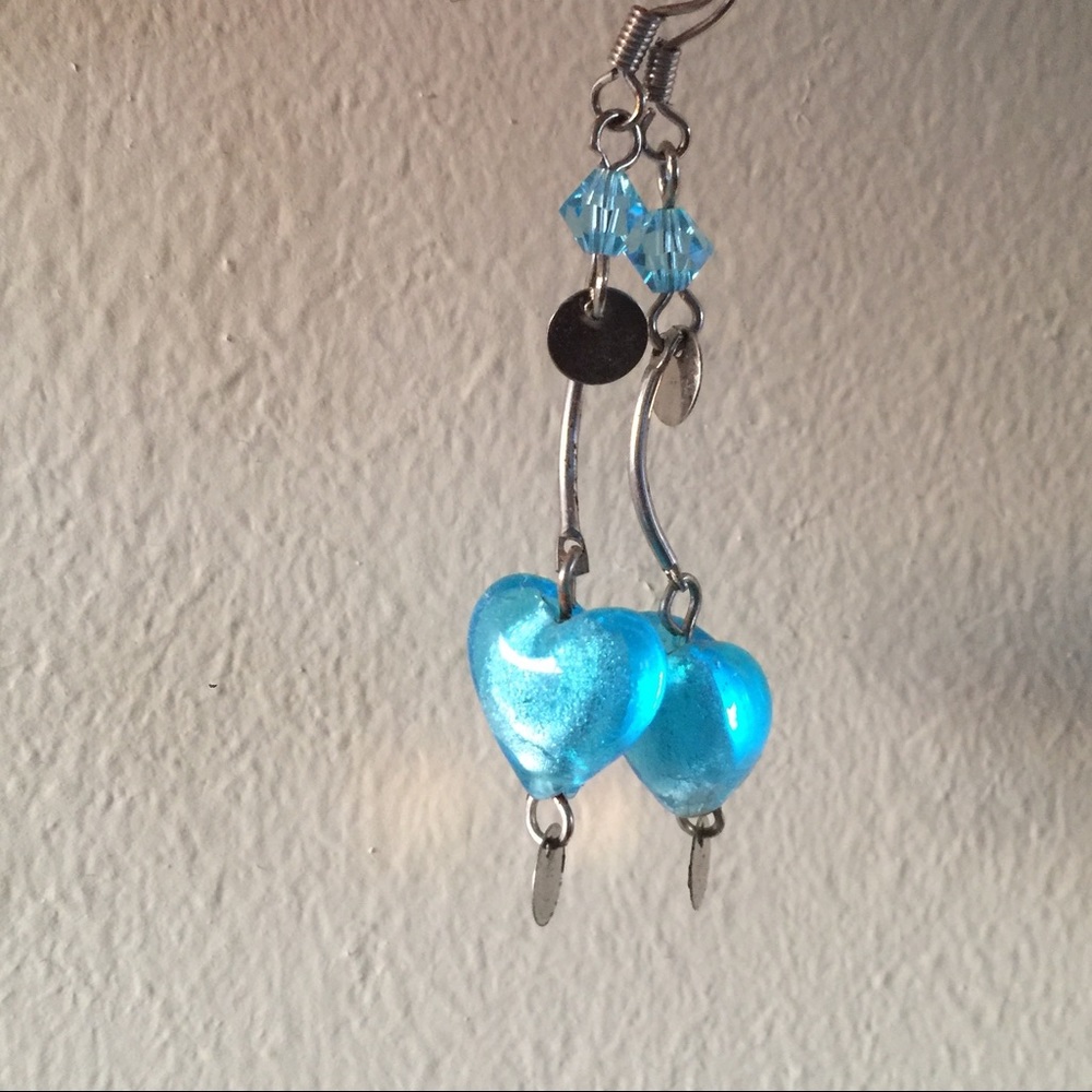 Blue heart earrings